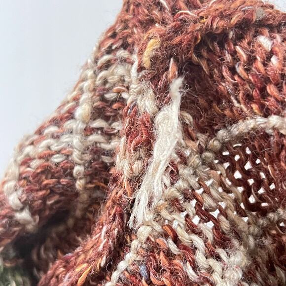 Vintage Plaid Knit Sweater Women's M Cottagecore Academia Earth Tone Warm Cozy - Picture 8 of 8